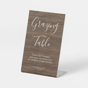 Rustic Wood Board Script Grazing Table Wedding Pedestal Sign