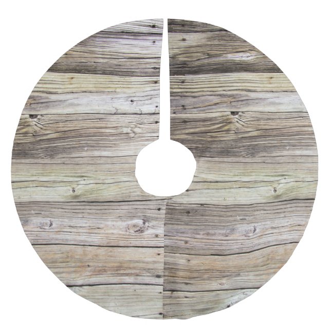 Rustic Wood Boards Treeskirt Brushed Polyester Tree Skirt (Front)