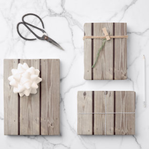 Rustic Wood Boards Wrapping Paper Sheet