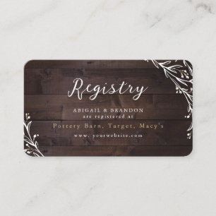 Rustic Wood Boho Floral Country bridal Registry Enclosure Card