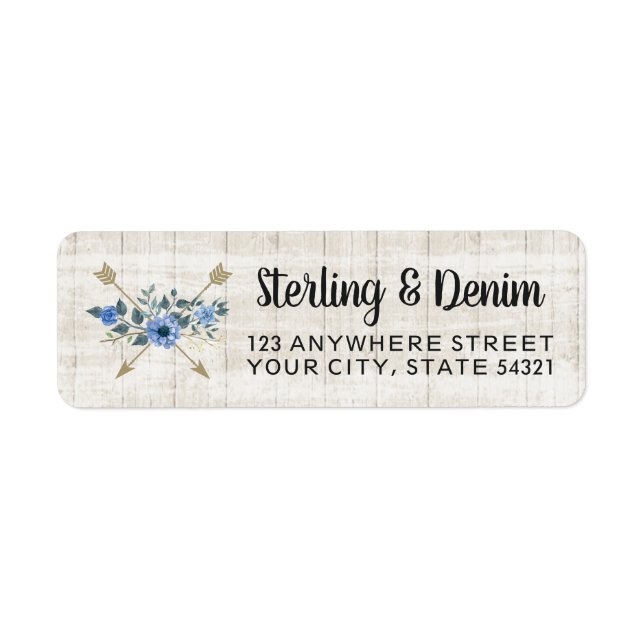 Rustic Wood & Boho Floral Flèches Retour Adresse (Devant)
