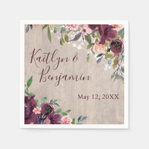 Rustic Wood Boho Floral Lights Versatile Wedding Napkin
