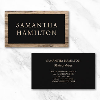 Rustic Wood Border Black Business Card