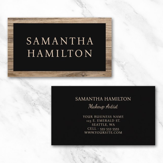 Rustic Wood Border Black Business Card (Rustic Wood Border Black Business Card)