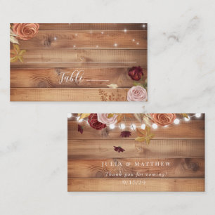 Rustic Wood Botanical Floral Wedding Place Card