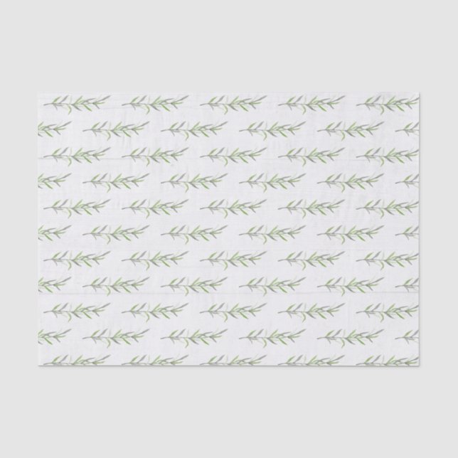 Rustic Wood & Botanical Green Leaves Wedding Tissue Paper (Front)