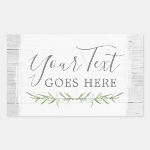 Rustic Wood & Botanical Leaf Branches Green Wreath Sticker