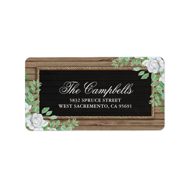 Rustic Wood Botanical Organic Greenery Wedding Label (Front)