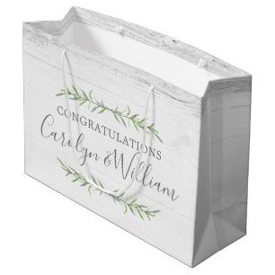 Rustic Wood & Botanical Wedding Congratulations Large Gift Bag