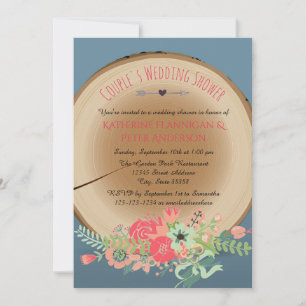 Rustic Wood Bouquet - Wedding Shower Invitation