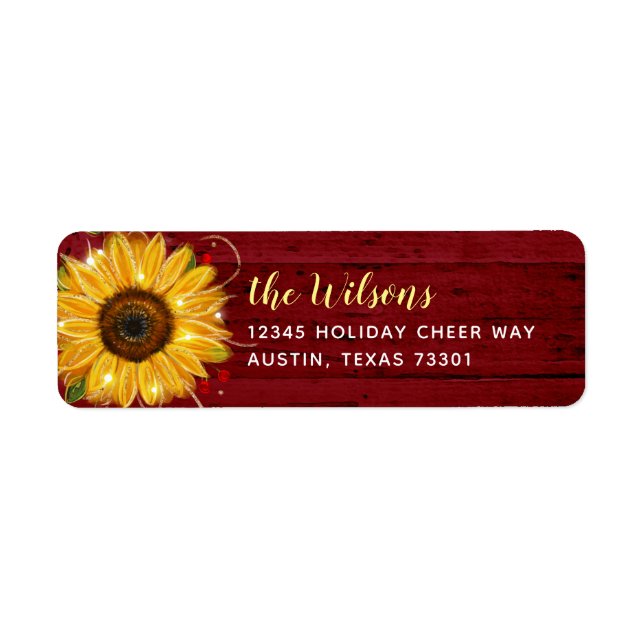 Rustic Wood Bourgogne Gold Sunflower Adresse de re (Devant)