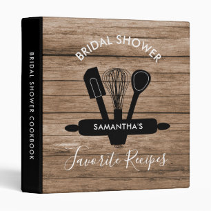 Rustic Wood Bridal Shower Recipe Cookbook Binder