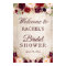 Rustic Wood Burgundy Red Floral Bridal Shower Sign