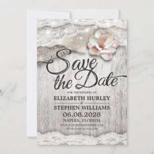 Rustic Wood Burlap Lace Barn Wedding Save The Date