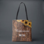 Rustic Wood & Burlap Sunflower Wedding Monogram Tote Bag<br><div class="desc">Rustic Wood & Burlap Sunflower Country Farmhouse Chic Wedding Monogram Tote Bags- With trendy brush script font! ~ Check my shop to see the entire wedding suite for this design!</div>