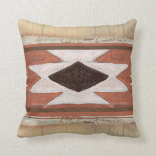 Rustic Wood Cabin Navajo Tribal Southwest Triangle Throw Pillow