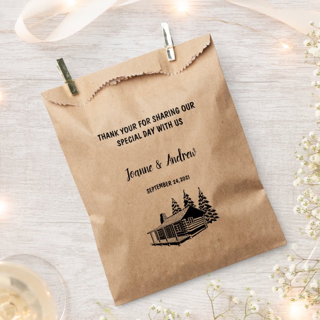 Rustic wood cabin Thank you mountain wedding  Favour Bag (Clipped)