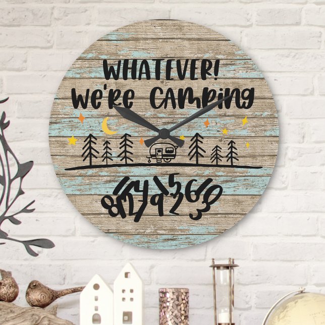Rustic Wood Campers RV Retirement Retired Round Clock (Creator Uploaded)