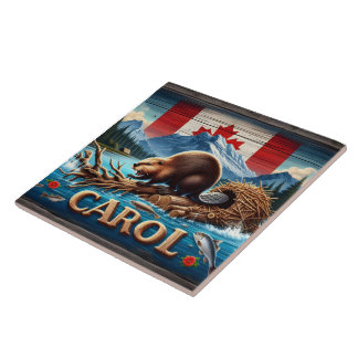 Rustic Wood, Canadian Beaver, Ocean Tile