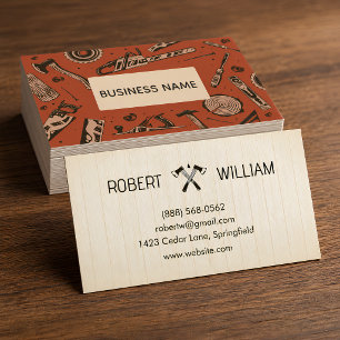 Rustic Wood Carpenter Construction Woodworking Business Card