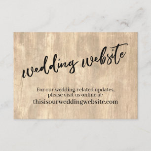 Rustic Wood & Casual Handwriting Wedding Website Enclosure Card
