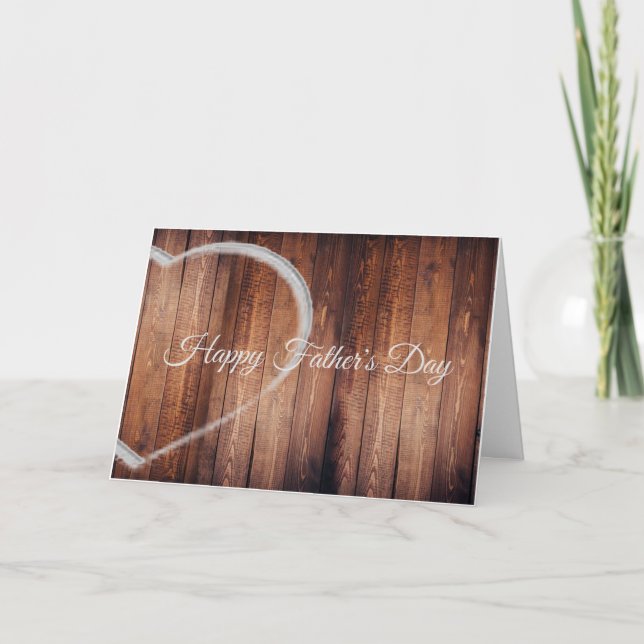 Rustic Wood & Chalk Valentine Heart for Dad Note Card (Front)