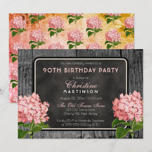 Rustic Wood Chalk Vintage Floral Birthday Party Invitation