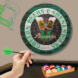 Rustic Wood Cheers Beers Shenanigans   Dartboard<br><div class="desc">Dartboards: Cheers Beers and Shenanigans Beer stein mugs with 4-leaf clover shamrock. This Irish Beer Drinking-themed design is just right for your occasion and makes the perfect personalized Gift, it's great for graduation weddings, parties, family reunions, and just everyday fun. Our easy-to-use template makes personalizing easy. Perfect for an Irish...</div>