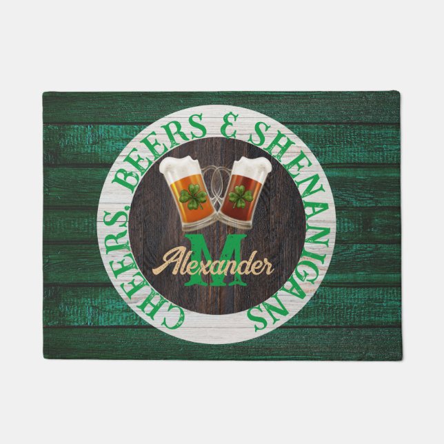  Rustic Wood Cheers Beers Shenanigans    Doormat (Front)