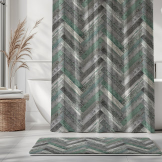 Rustic Wood Chevron Mint Green Grey