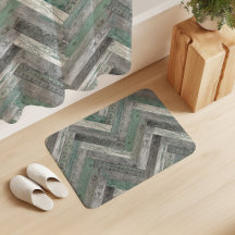 Rustic Wood Chevron Mint Green Grey