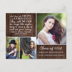 Rustic Wood Christian Graduation Isaiah 40 Postcard