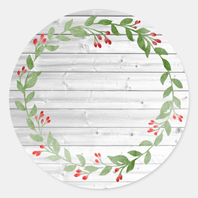 Rustic Wood Christmas Canning | Jam and Jelly Classic Round Sticker (Front)