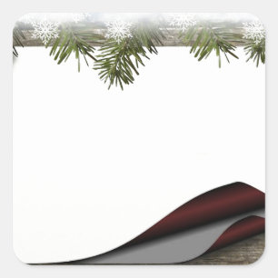 Rustic Wood Christmas or Winter Print Square Sticker