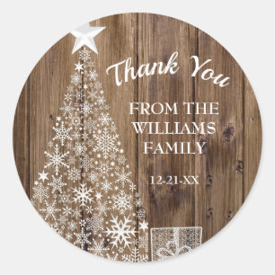 Rustic Wood Christmas Tree Holiday Classic Round Sticker