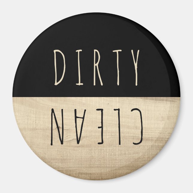 Rustic Wood Clean Dirty Kitchen Dishwasher Magnet (Front)