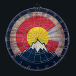 Rustic wood Colorado flag mountains dart board<br><div class="desc">Rustic wood Colorado flag mountains dart board</div>