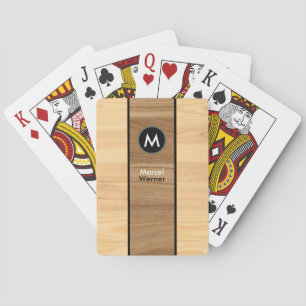 Rustic Wood Colour stripe with name Playing Cards