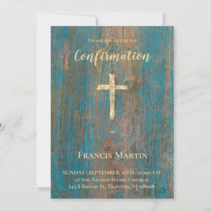 rustic wood Confirmation Invitation