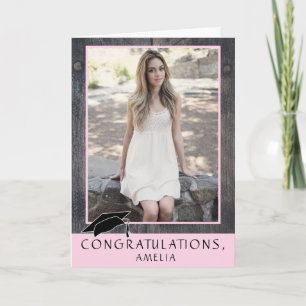 Rustic Wood Congratulations Graduation Photo Card