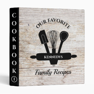 Rustic Wood Cookbook Family Recipes Personalized  Binder