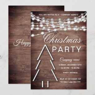 Rustic wood corporate Christmas party  Invitation