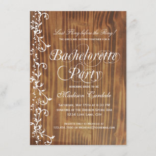 Rustic Wood Country Bachelorette Party Invitations