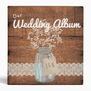 Rustic Wood Country Barn Wedding Mason Jar Binder
