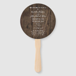 Rustic Wood Country Barn Wedding Program Hand Fan