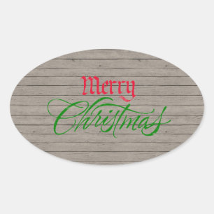 Rustic Wood Country Christmas Sticker