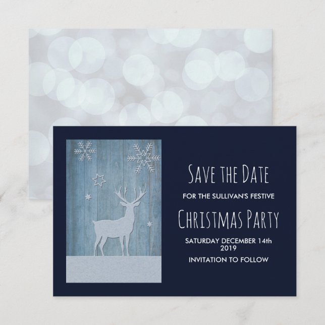 Rustic Wood & Country Deer Christmas Save the Date Invitation (Front/Back)