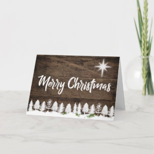 Rustic Wood Country Merry Christmas Holiday Card