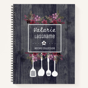 Rustic Wood Country Personalized Recipe Notebook