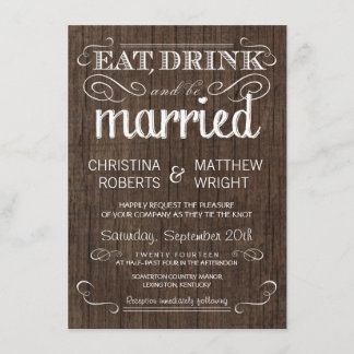 Rustic Wood Country Wedding Invitations